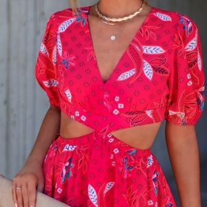 Printed cut out midi dress